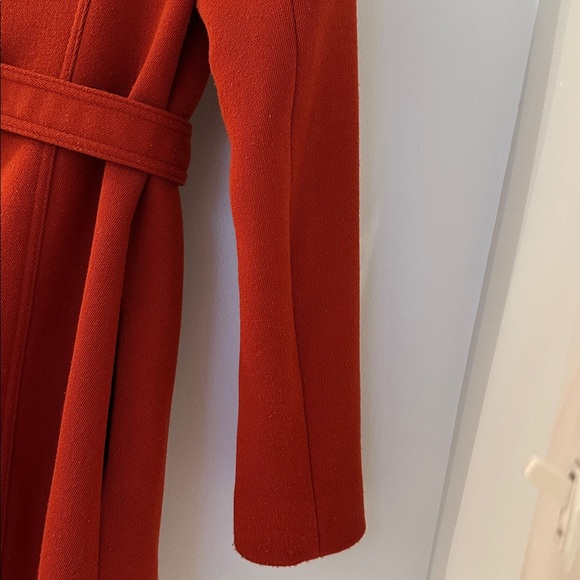 Zara Woman Elegant Burnt Orange Retro Long Sleeve Coat With Tie - Picture 9 of 17